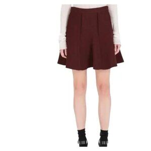 Zara Maroon Preppy Fit & Flare Pleated Mini Skirt